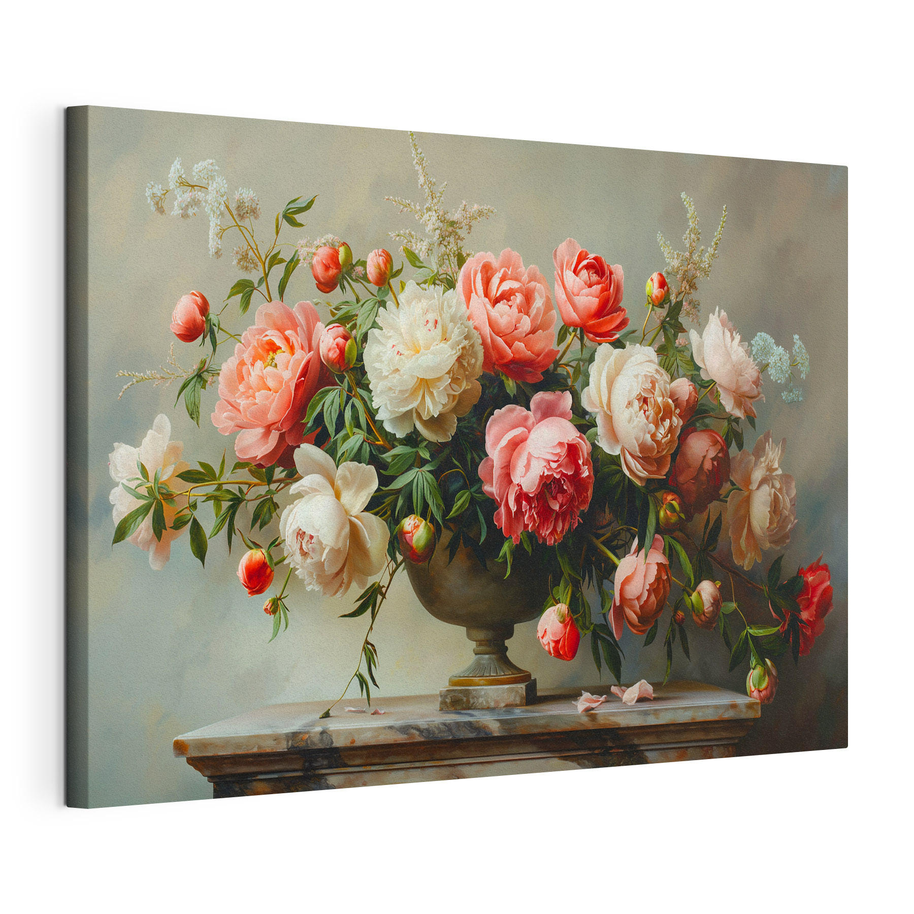 A vase of pink and white flowers