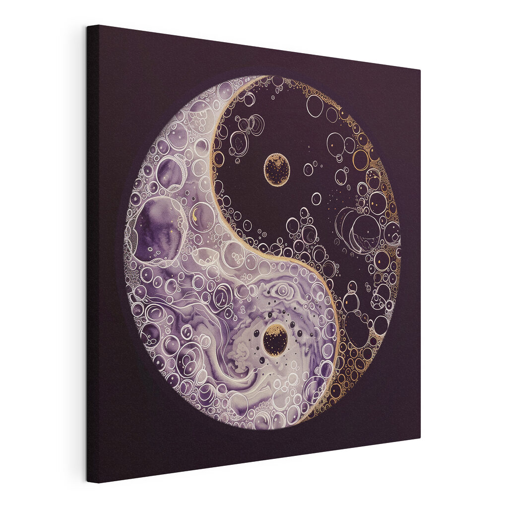 A yin yang symbol with bubbles