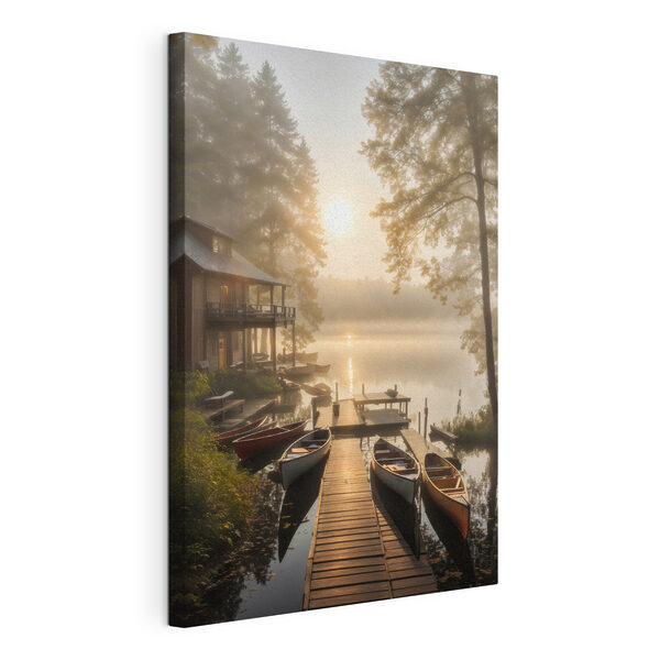 A dock with boats and a house on the water A dock with boats and a house on the water