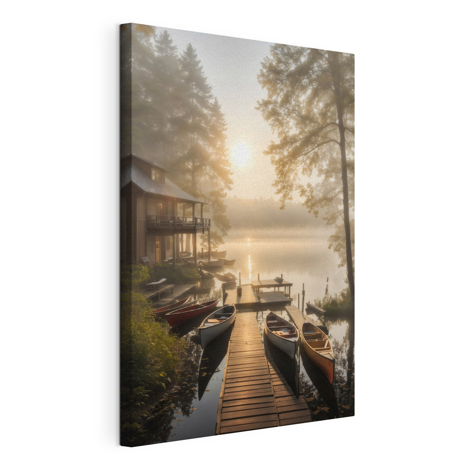 A dock with boats and a house on the water A dock with boats and a house on the water