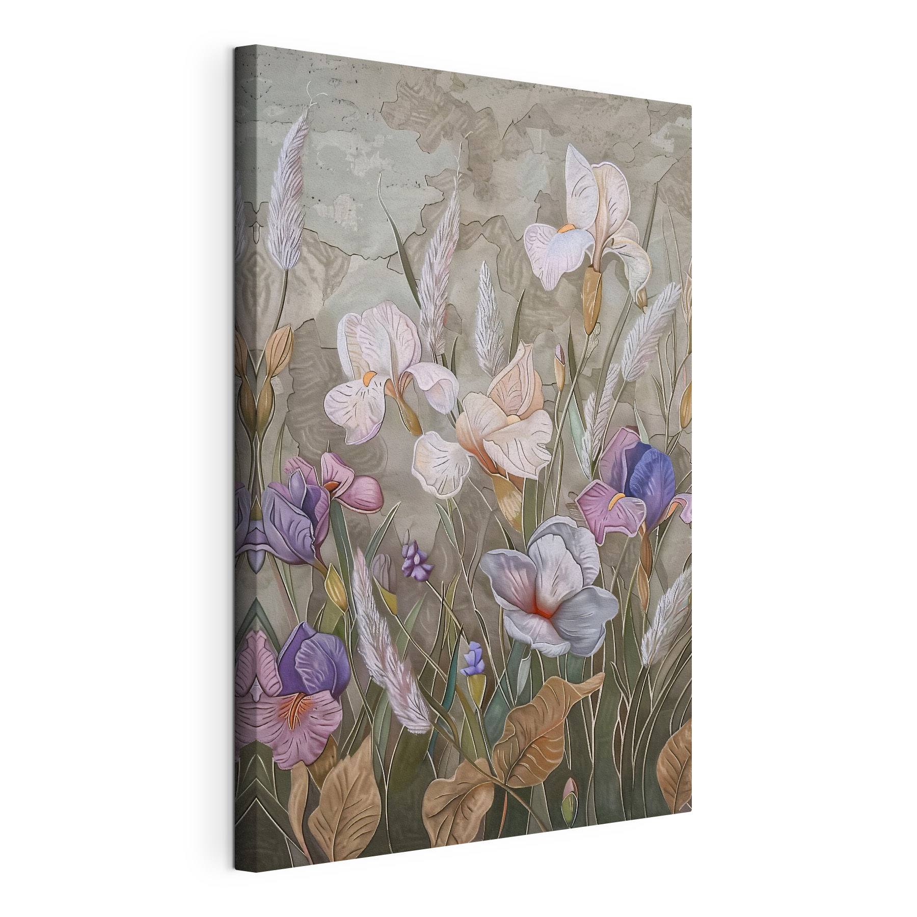A painting of flowers and grass