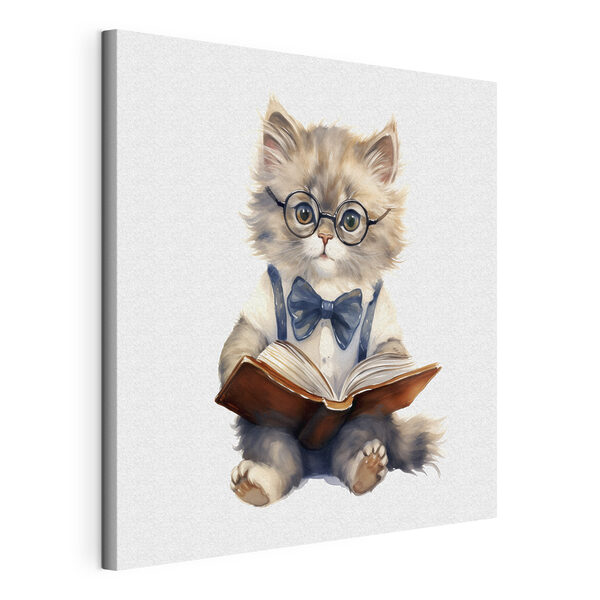 A cat wearing glasses and a bow tie reading a book A cat wearing glasses and a bow tie reading a book