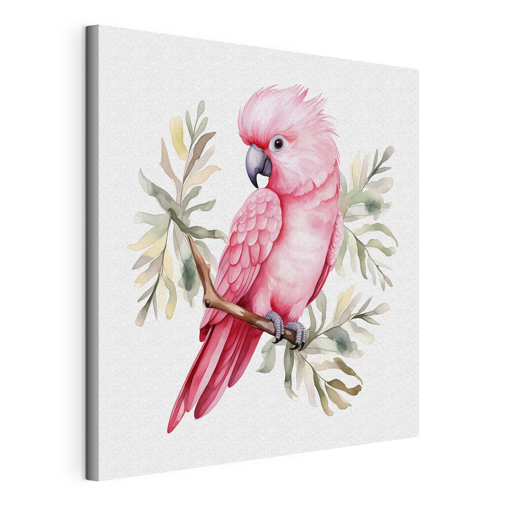 A pink bird on a branch A pink bird on a branch