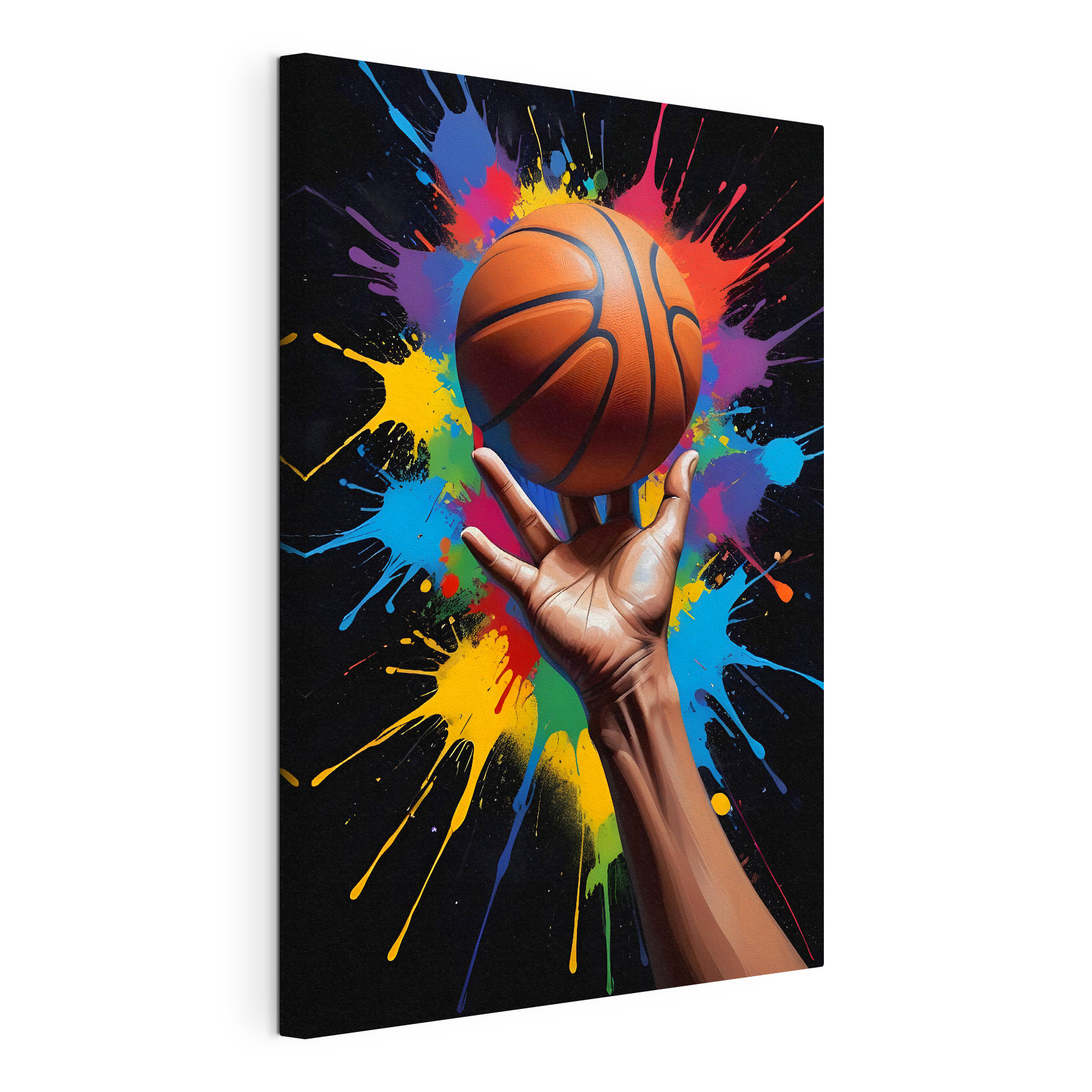 Hand holding a basketball