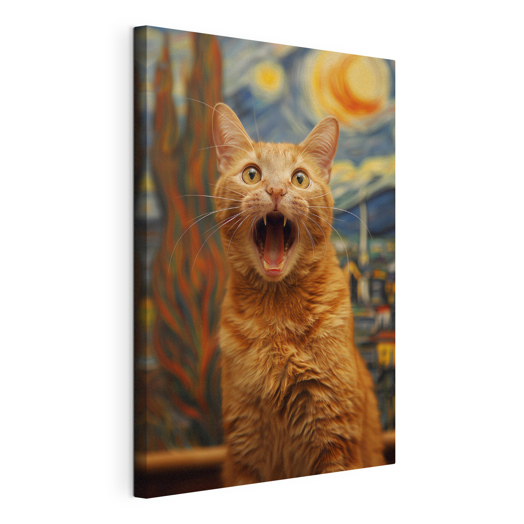 Cat with its mouth open