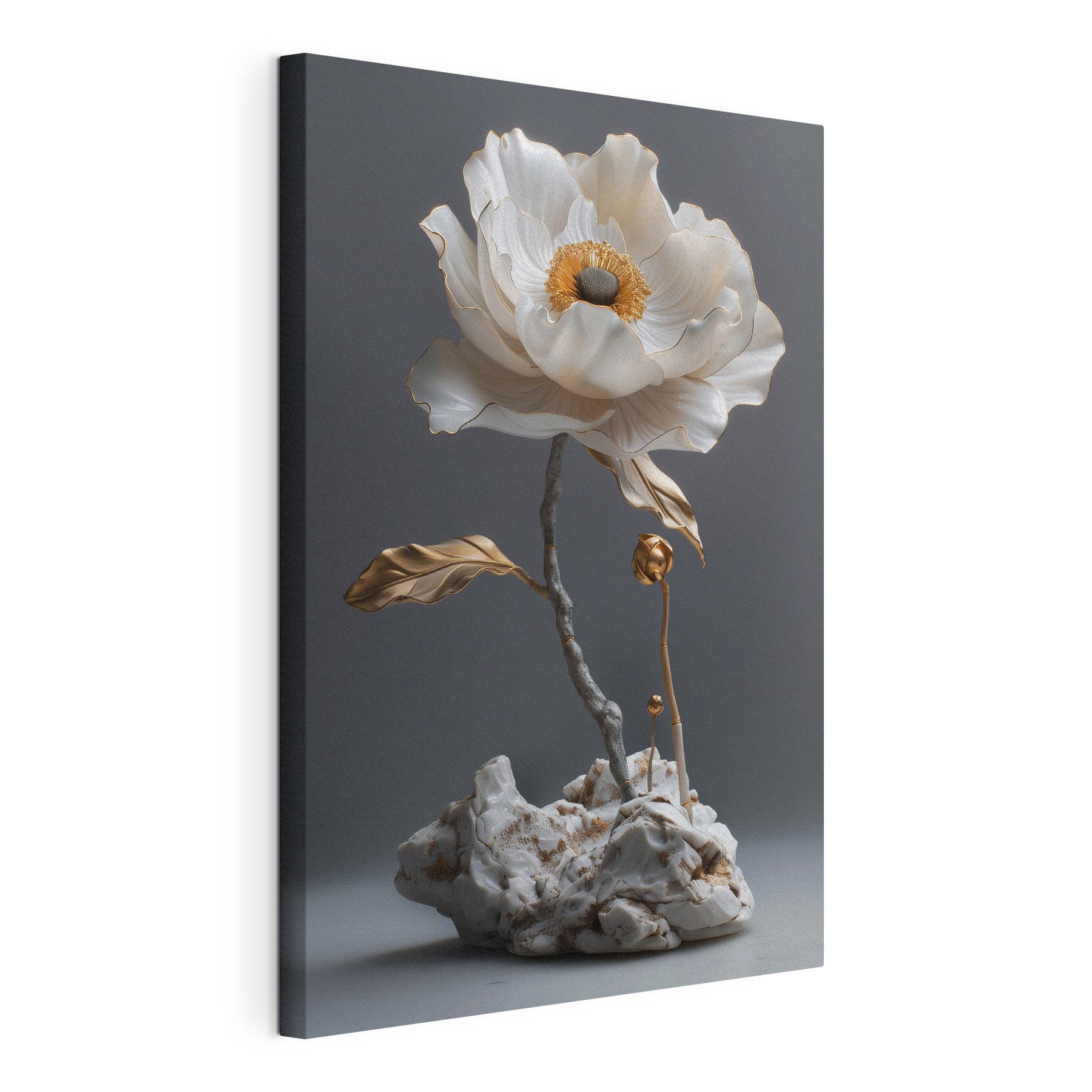 Elegant porcelain flower sculpture on display