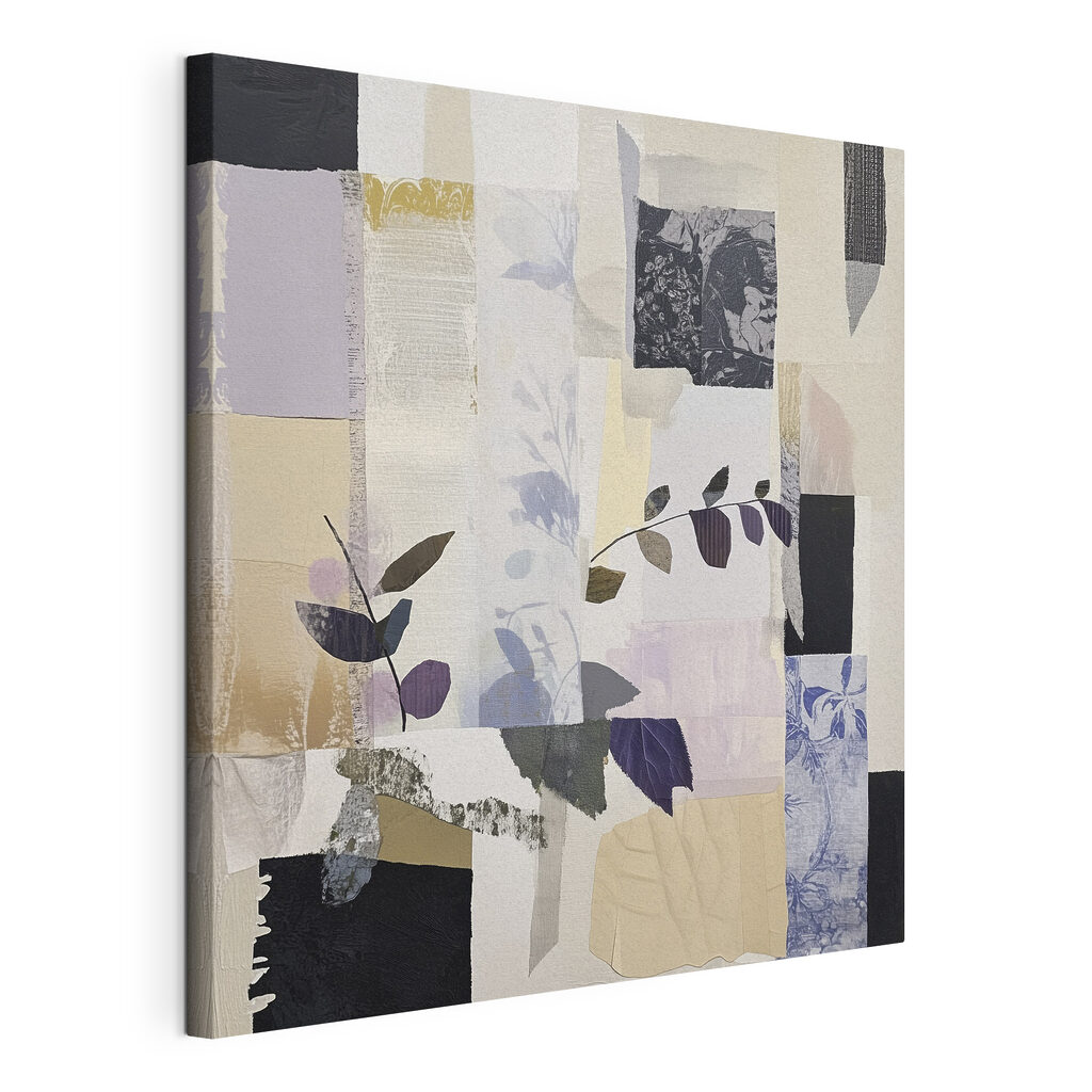 Piece of art with leaves and squares