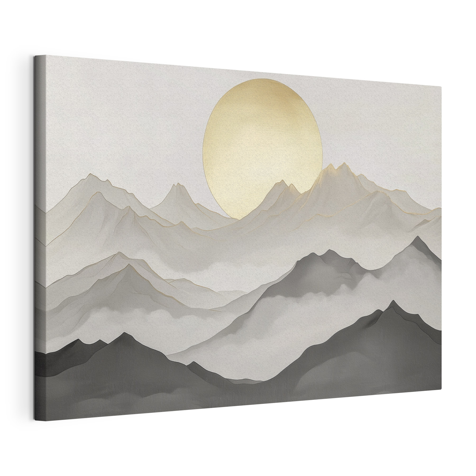 Painting of mountains and the sun
