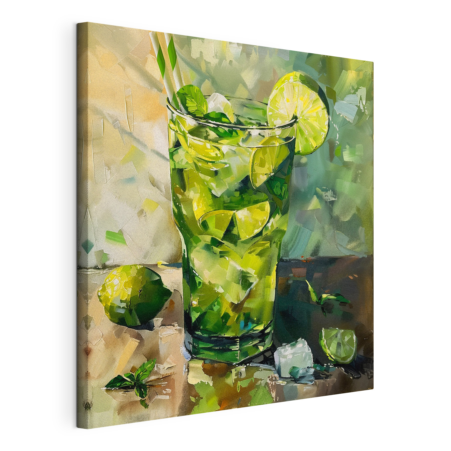 Painting of a drink with limes and ice