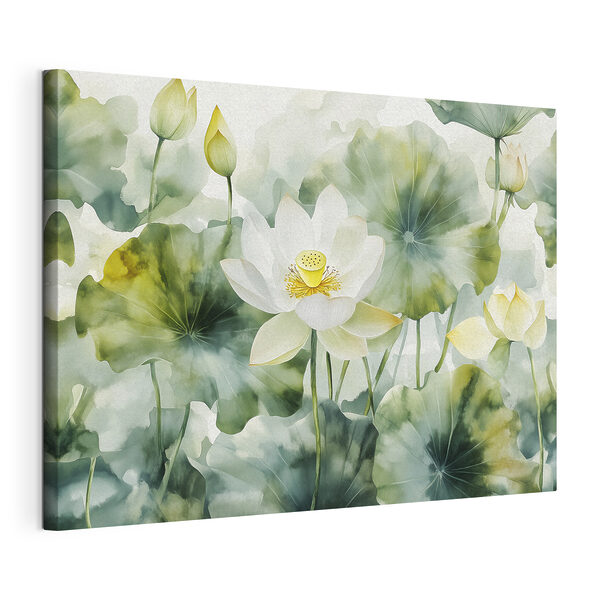 Elegant lotus blossoms in serene water