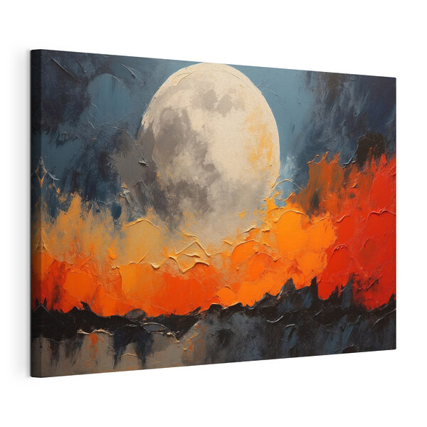 Painting of a moon and fire Painting of a moon and fire