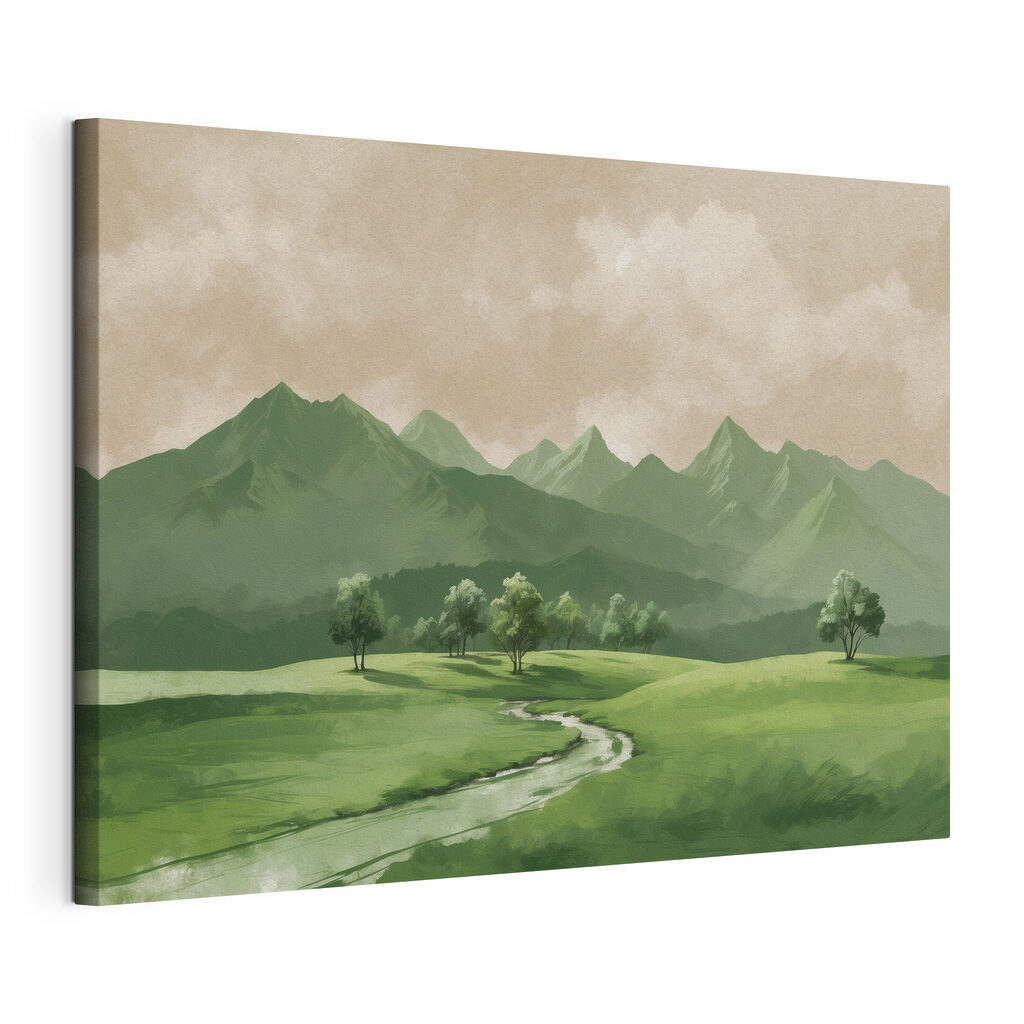 River running through a valley with trees and mountains