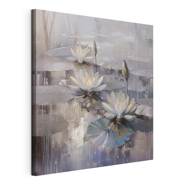 Painting of flowers on a pond Painting of flowers on a pond