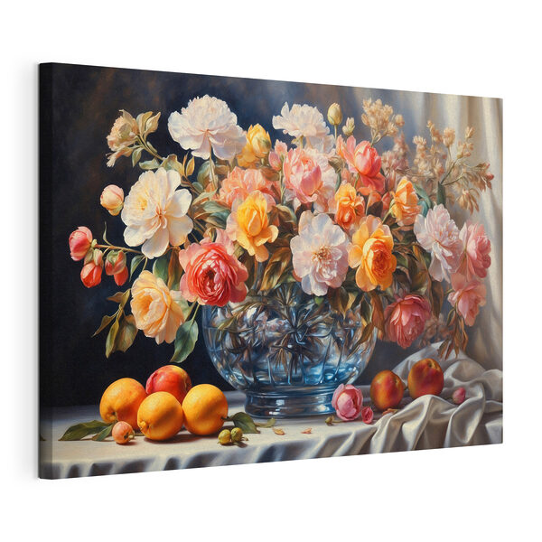 Painting of flowers in a glass vase Painting of flowers in a glass vase