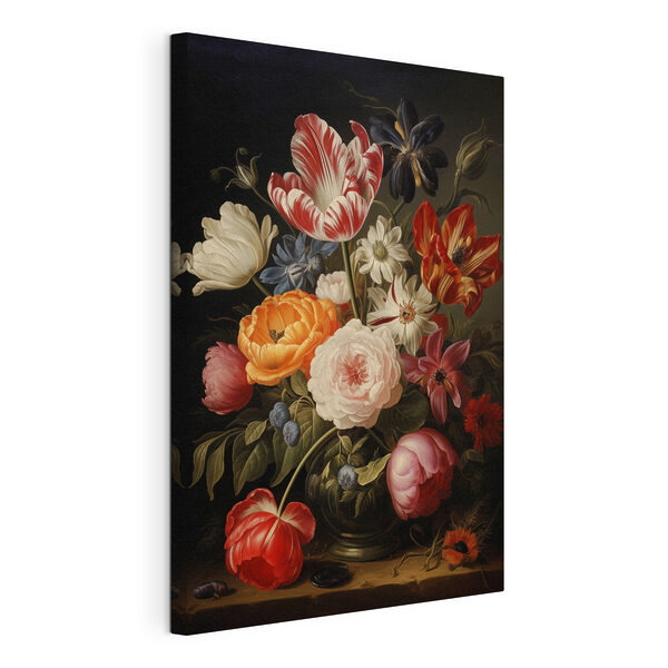 Painting of flowers on a black background