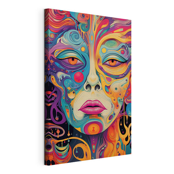 Барвисте обличчя з очима та губами Картина Барвисте обличчя з очима та губами