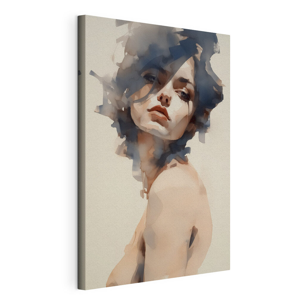 Woman with her hair blowing in the wind