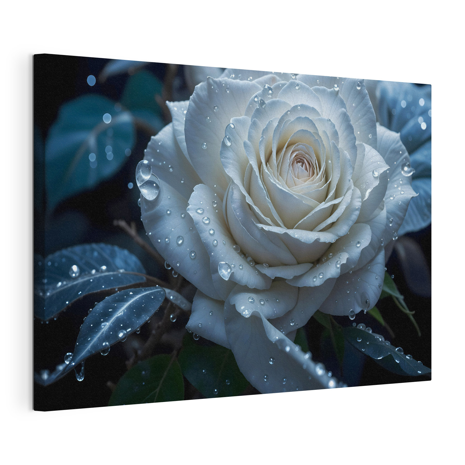White rose with water drops on it