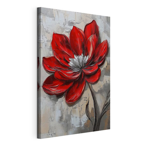Red flower on a gray surface