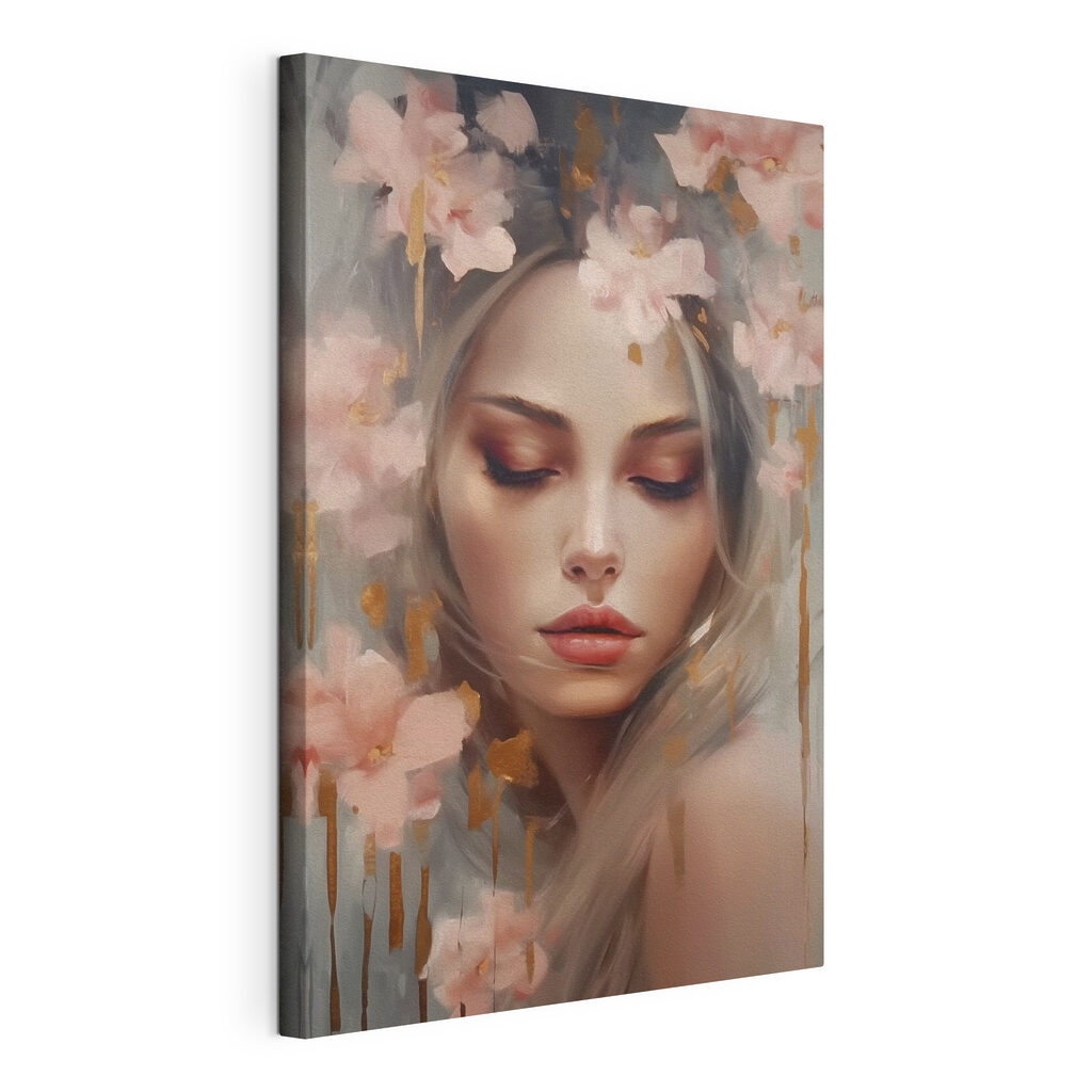 Painting of a woman with flowers in her hair Painting of a woman with flowers in her hair
