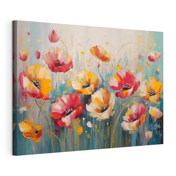 Painting of flowers on a blue background