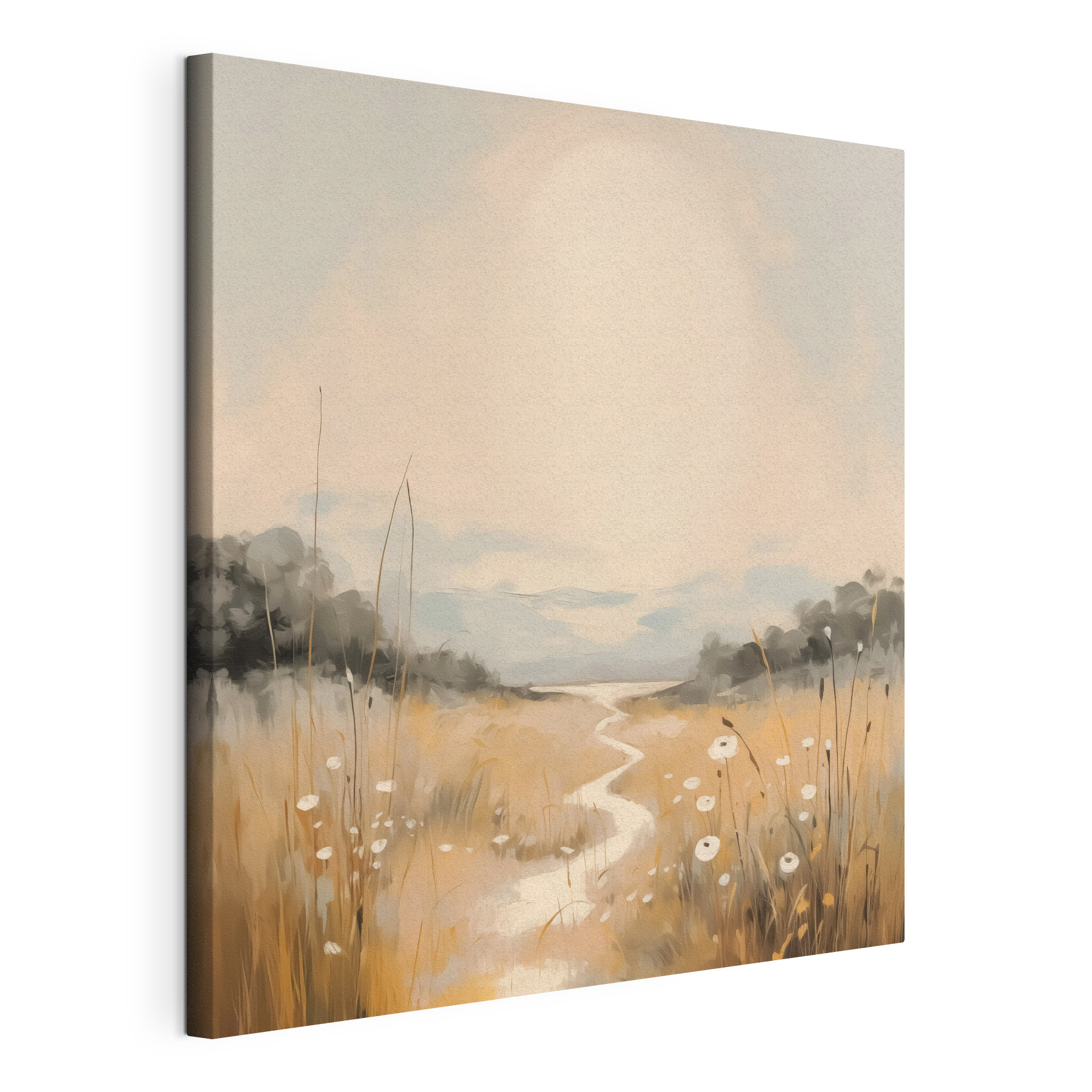 Painting of a river running through a field Painting of a river running through a field