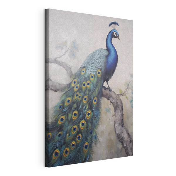 Painting of a peacock on a branch Painting of a peacock on a branch