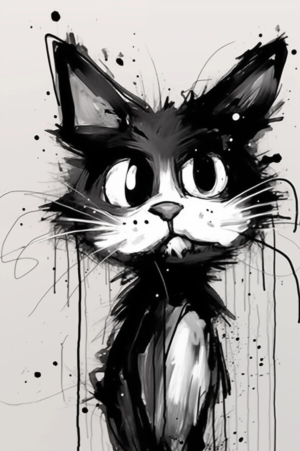 Cat with black paint