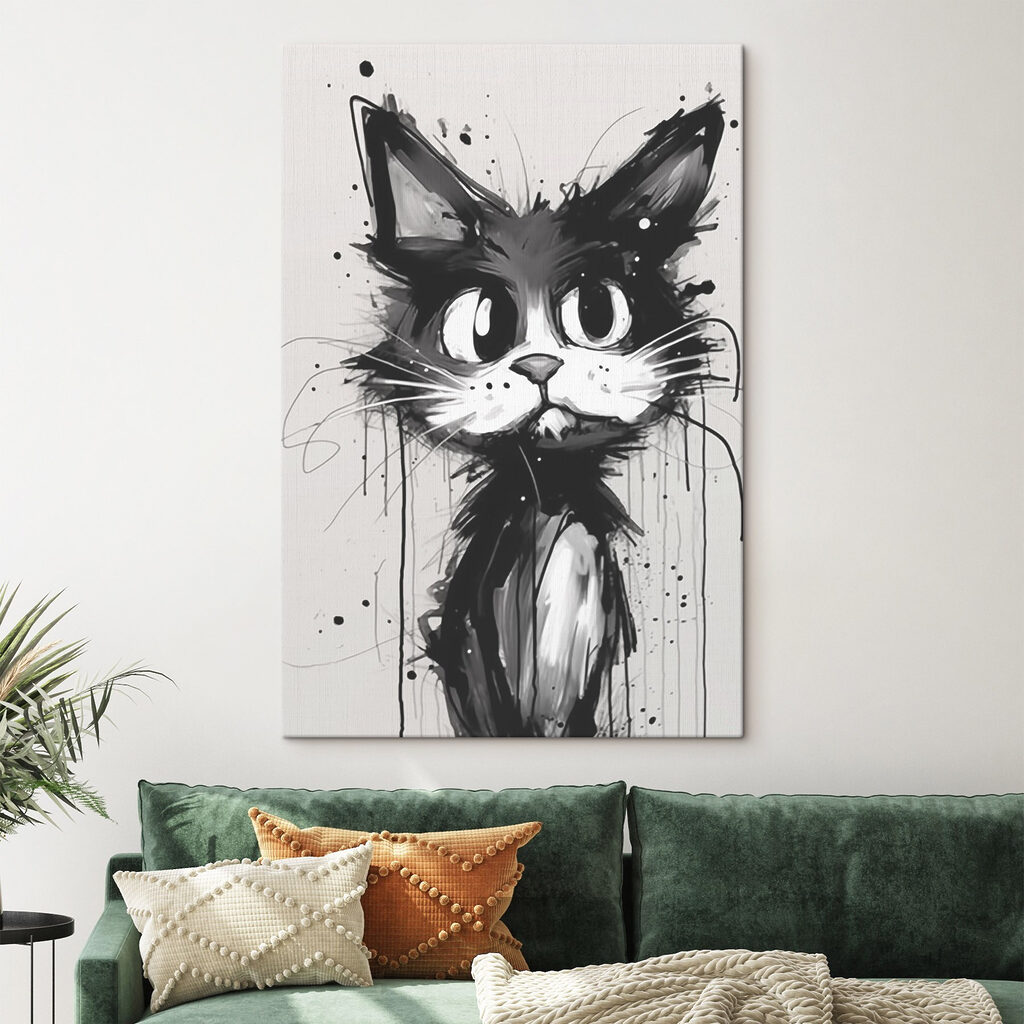 Cat with black paint