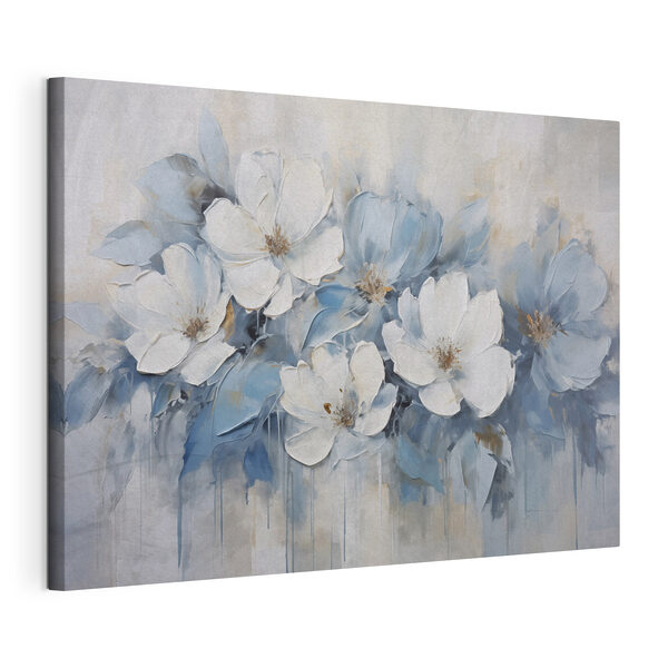 Painting of white and blue flowers