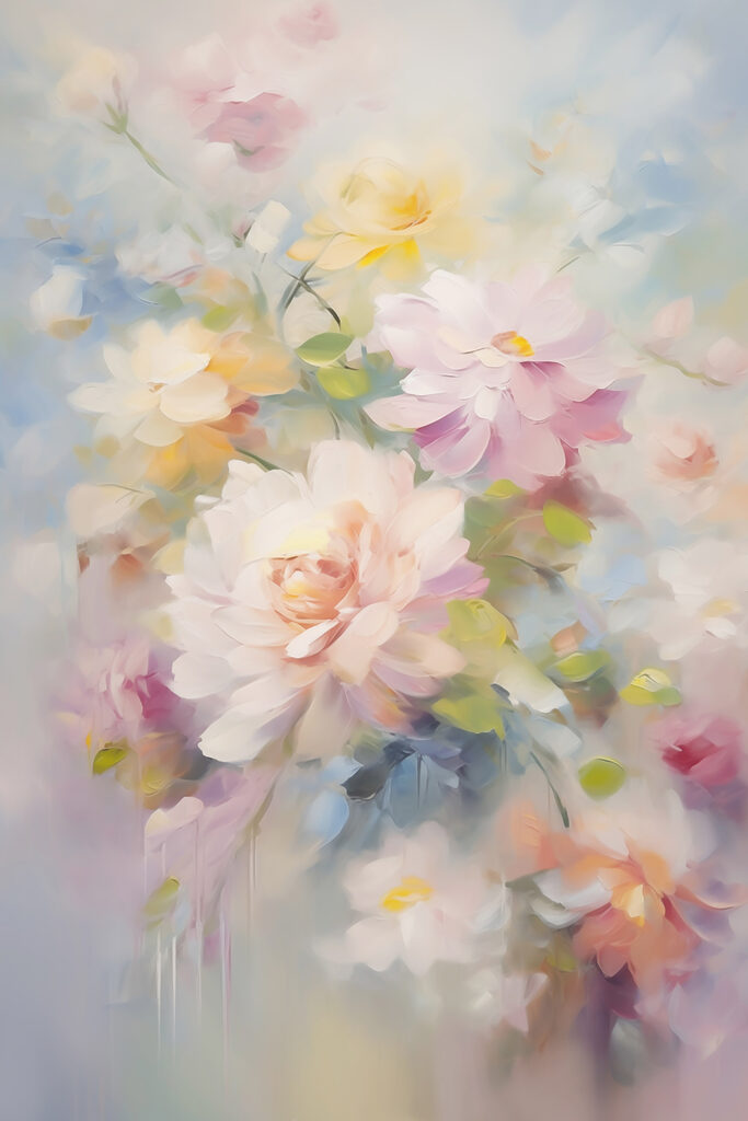 Painting of flowers on a blue background