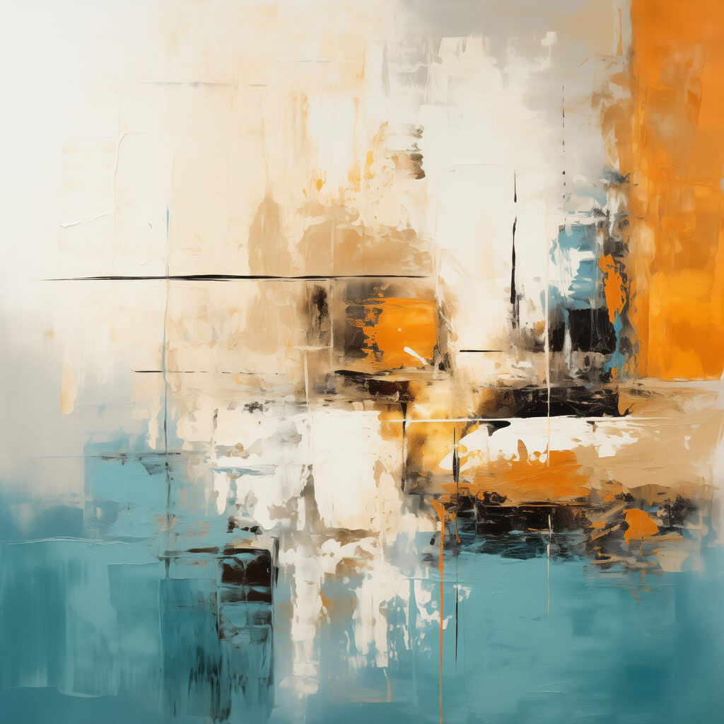 Painting of a blue and orange color
