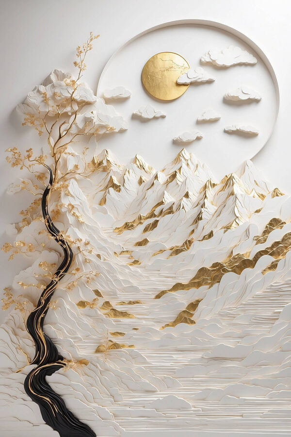 Serene landscape with flowing elements