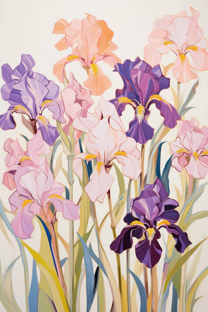 Painting of flowers on a white background