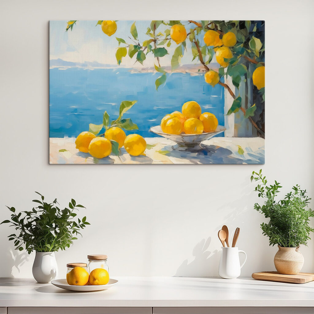 Bowl of lemons on a table next to a tree