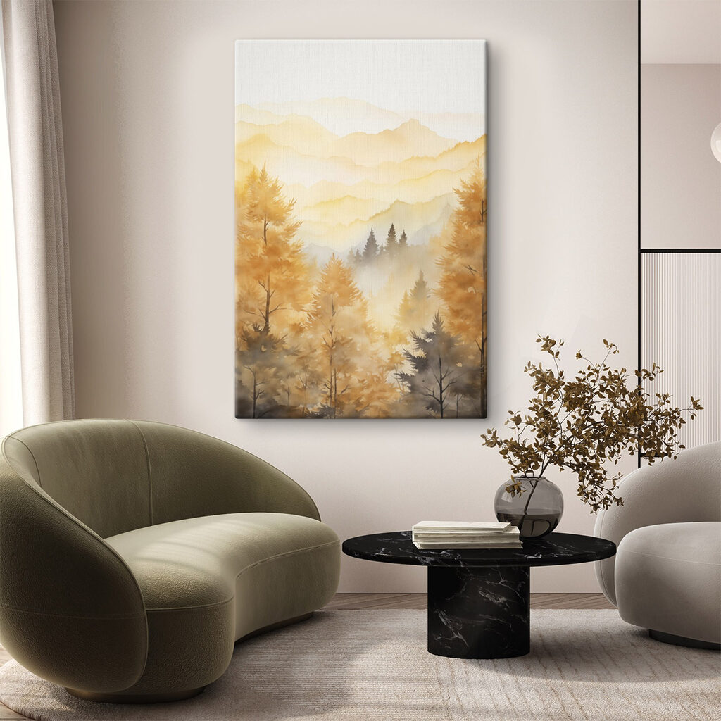 Painting of trees and mountains Painting of trees and mountains