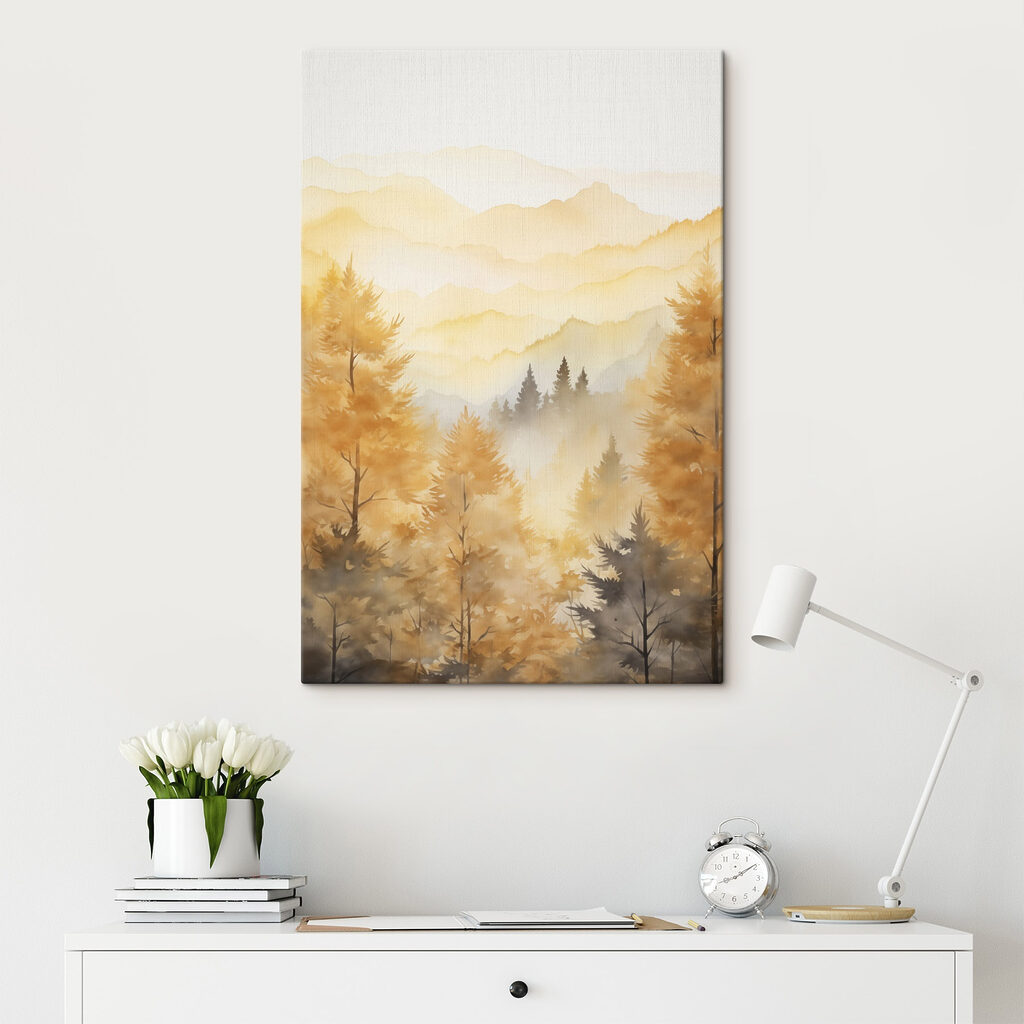 Painting of trees and mountains Painting of trees and mountains