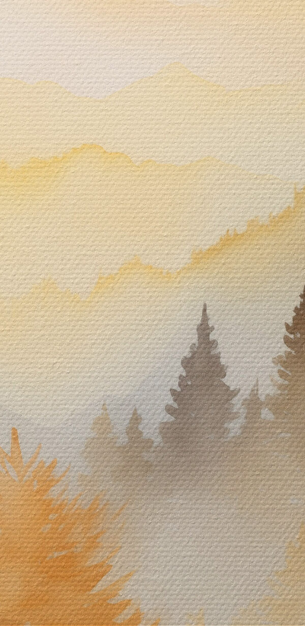 Painting of trees and mountains Painting of trees and mountains