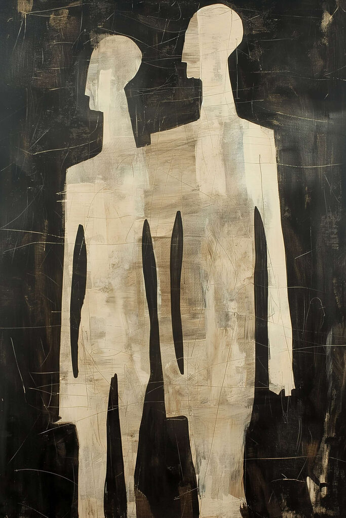 Painting of a couple of people