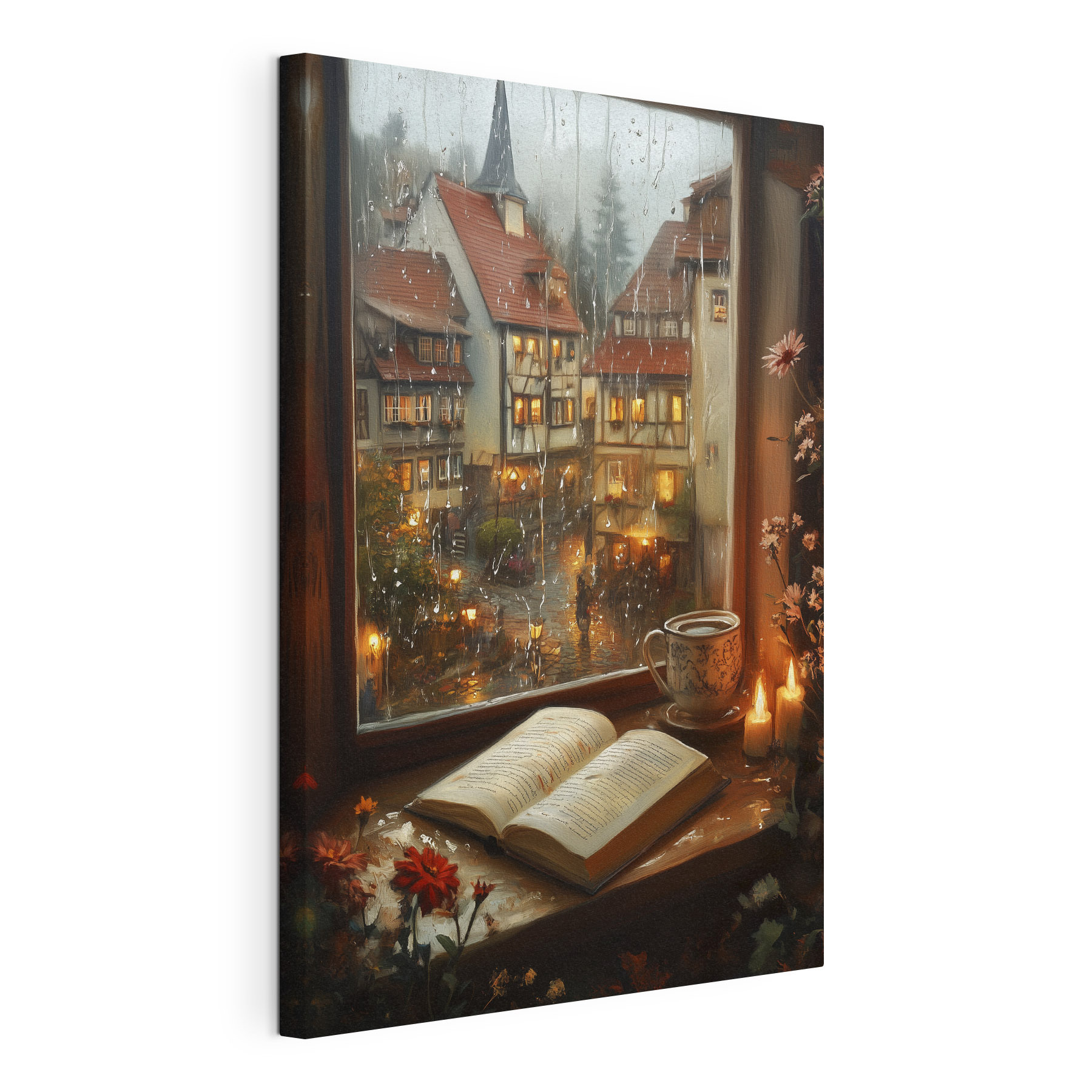 Book and candle on a window sill Book and candle on a window sill