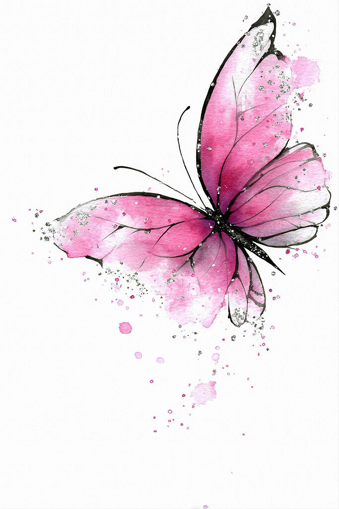 Delicate pink butterfly on a canvas