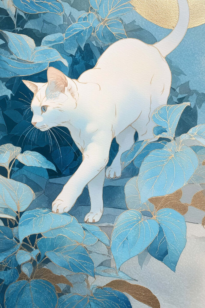 Cat walking on a rock