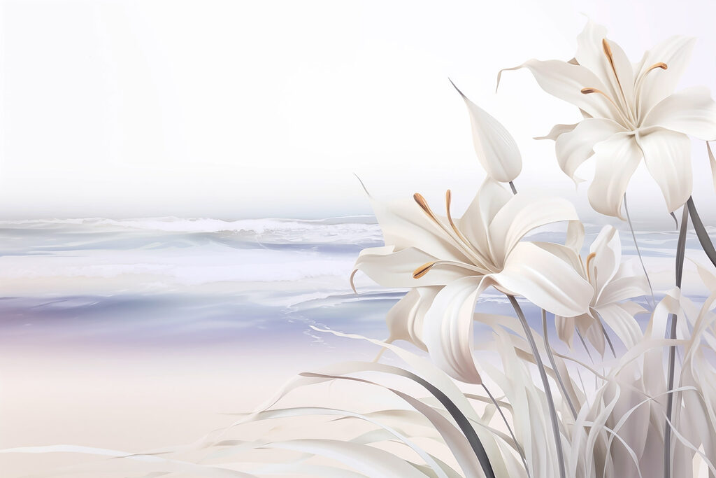 White flowers on a beach