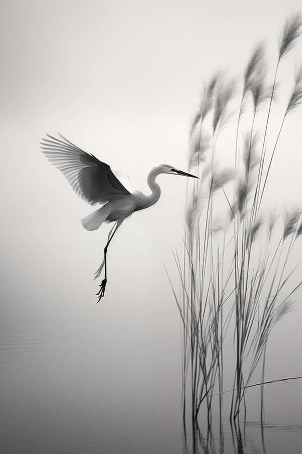 Bird flying over water