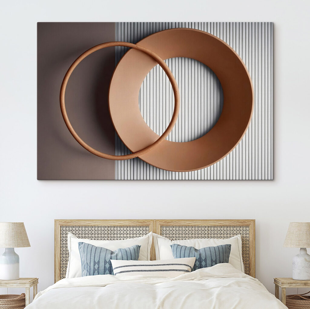 Two circular objects on a wall