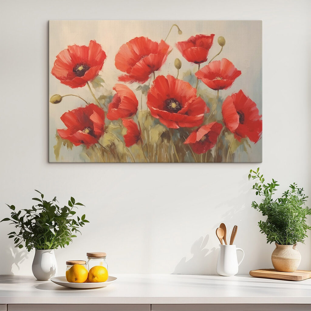 Painting of red flowers Painting of red flowers
