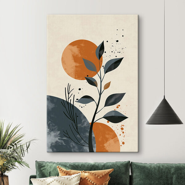 Plant with leaves and orange circles Plant with leaves and orange circles