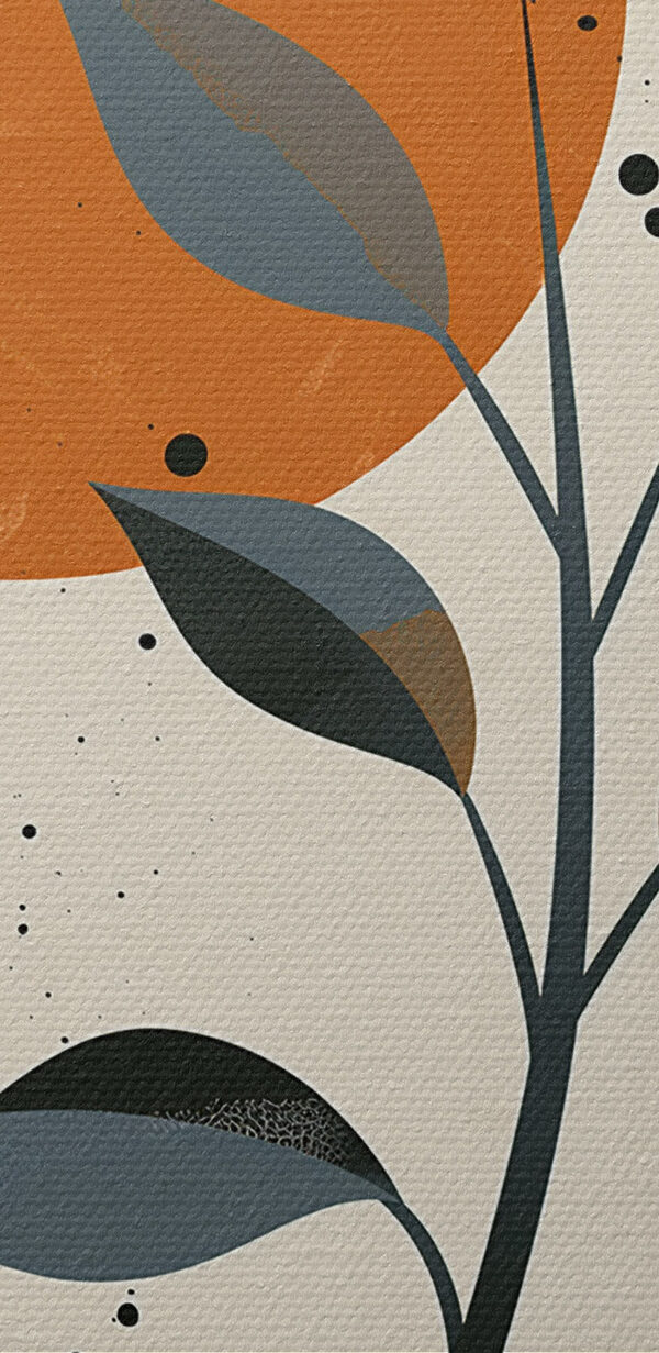 Plant with leaves and orange circles Plant with leaves and orange circles