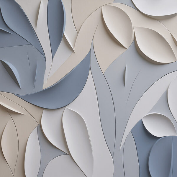 Wall with white and blue leaves