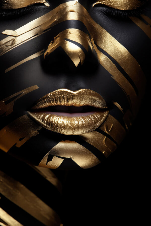 - Striking face art and bold lines